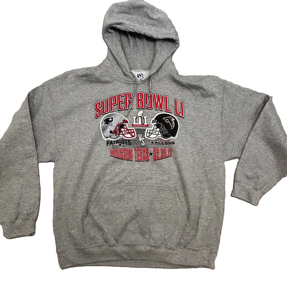 New England Patriots Super Bowl LI 51 Atlanta Falcons Gray Hoodie XL Houston
